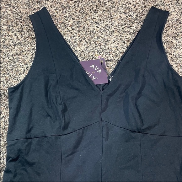 🆕 Ava & Viv A Line Sleeveless Stretch Front Slit Midi Dress Black Var Sizes| NWT - Picture 2 of 5